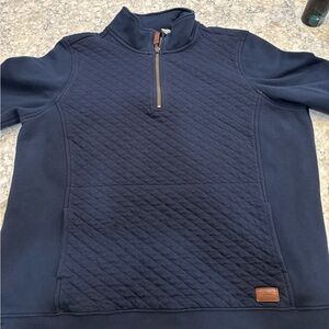 Womens Navy Quilted Half-Zip Sweater